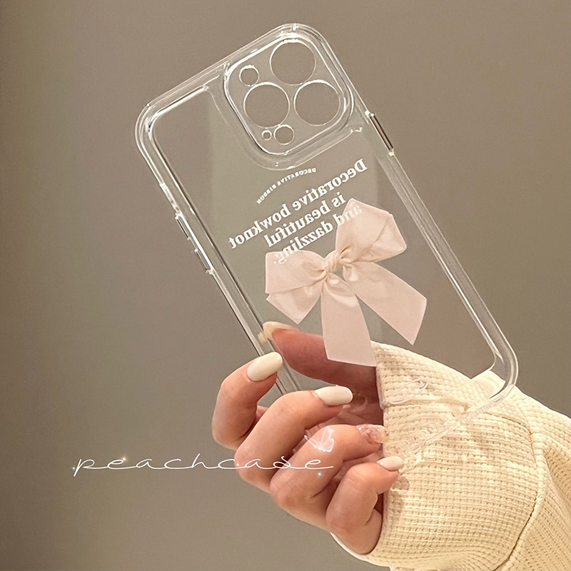 Ốp Điện Thoại Trong Suốt Chống Sốc Họa Tiết Thắt Nơ Cho iPhone 11 12 13 Pro MAX X XS MAX XR 7+ 8+ 7 8 Plus