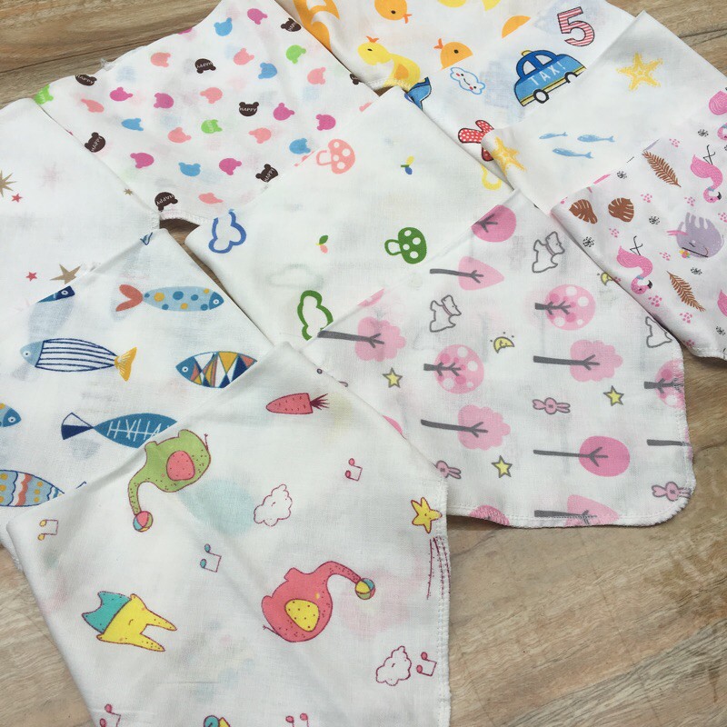 Ninikids: khăn tam giác xô bấm cúc cho bé, khăn quàng cổ xô, khăn quàng cổ cotton