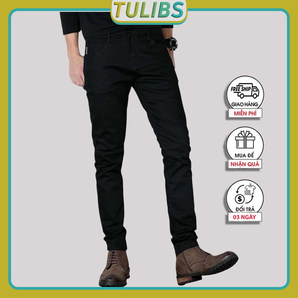 Quần jean nam đen trơn co giãn ôm skinny cao cấp Tulibs DN01