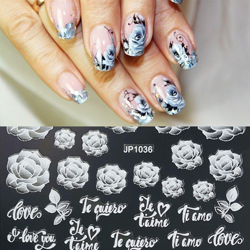 OCEANMAP Miếng Dán Trang Trí Móng Tay Hình Hoa Hồng 5D DIY