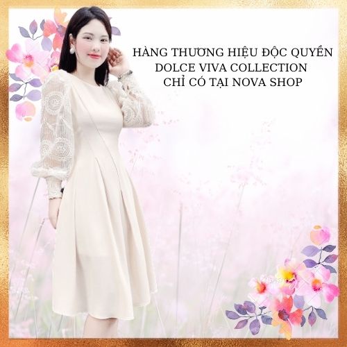 Váy xoè trượt nhật tay ren V1667 - Đầm thương hiệu DOLCE VIVA COLLECTION ( Kèm ảnh thật )