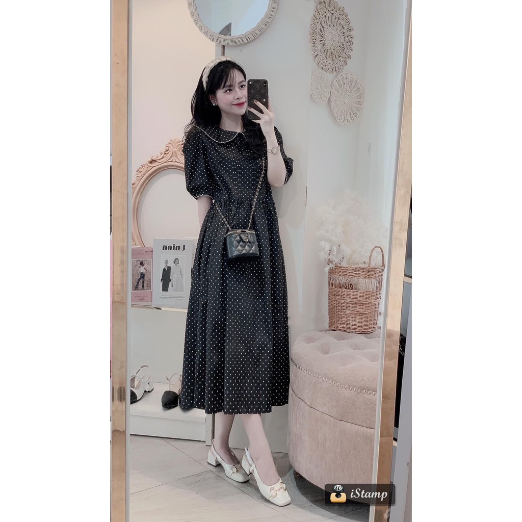 VÁY CHẤM BI PHỐI REN CHO NỮ