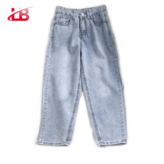 Quần baggy nữ LB, vải jean denim mềm mịn, màu xanh sáng BGNU513