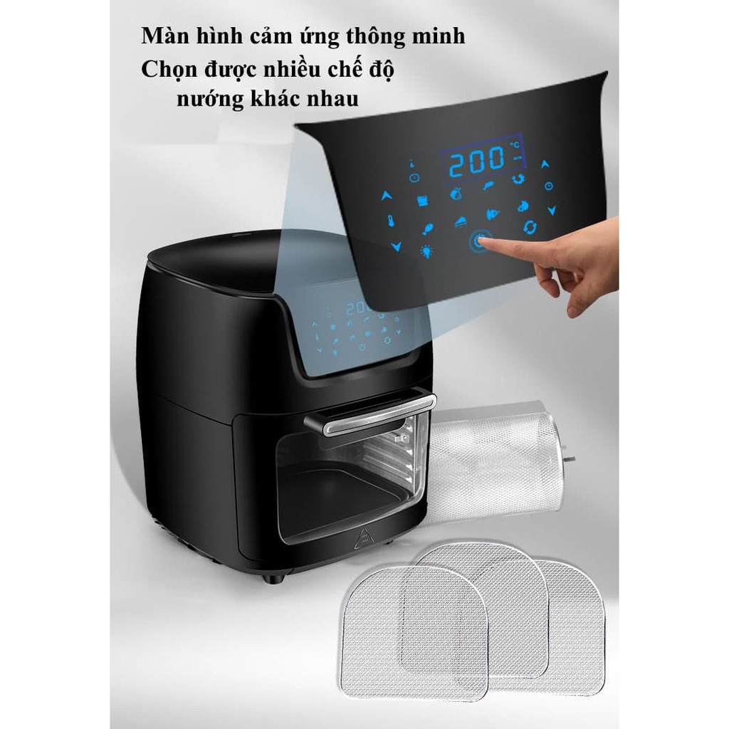 Nồi chiên không dầu nine shield-YOICE dung tích lớn 12Lít - công nghệ chiên nướng đối lưu AIR FRYER