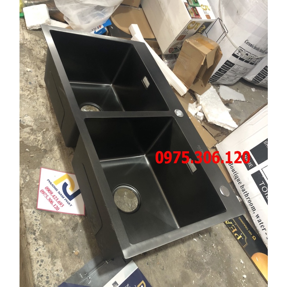 Chậu Rửa Chén Bát CAO CẤP PHỦ NANO CHỐNG TRẦY N5 8245 A1 và Rổ Đa Năng đựng trái cây và bộ xả chậu