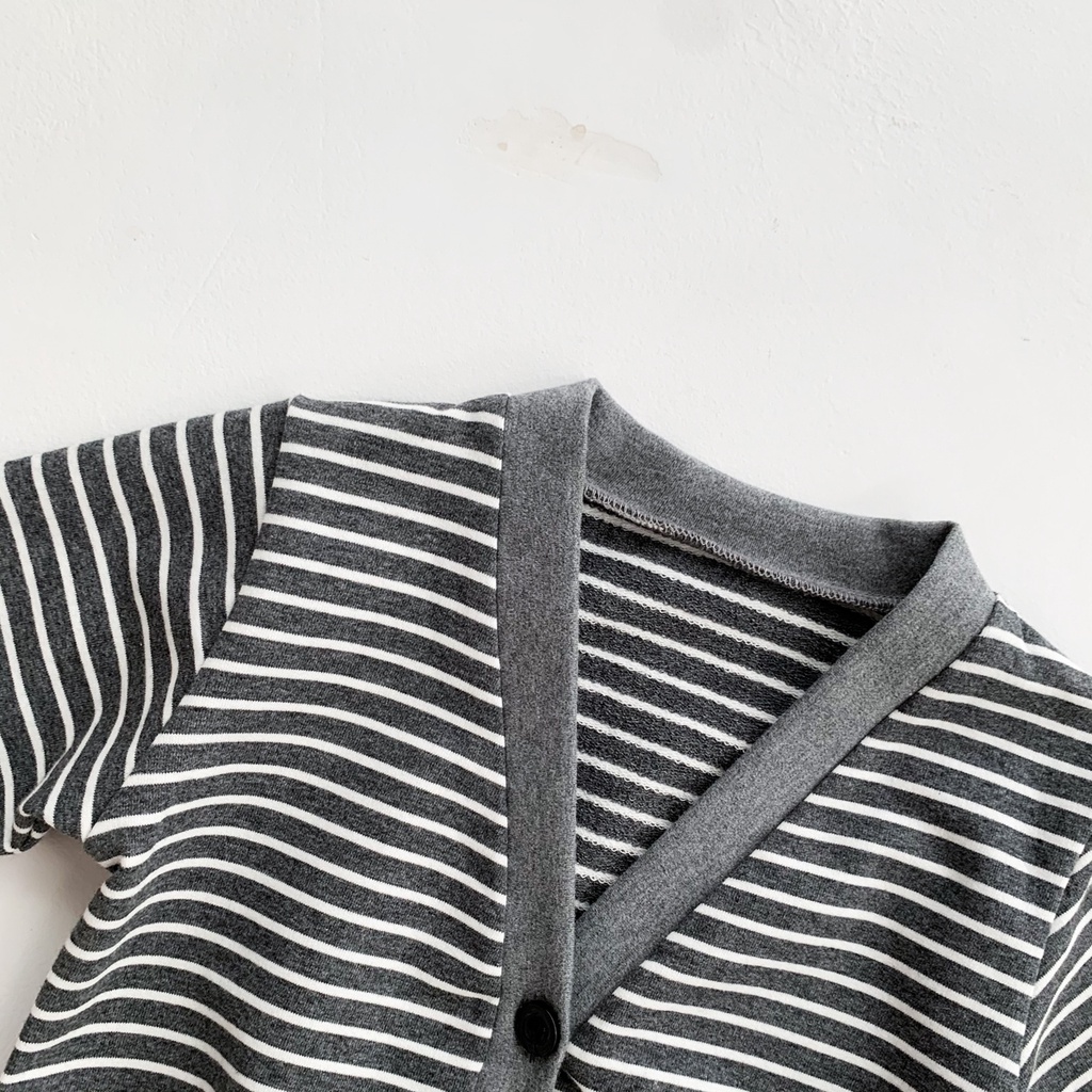 Áo Khoác Cardigan Mỏng Tay Dài Họa Tiết Kẻ Sọc Thời Trang Cho Trẻ Em