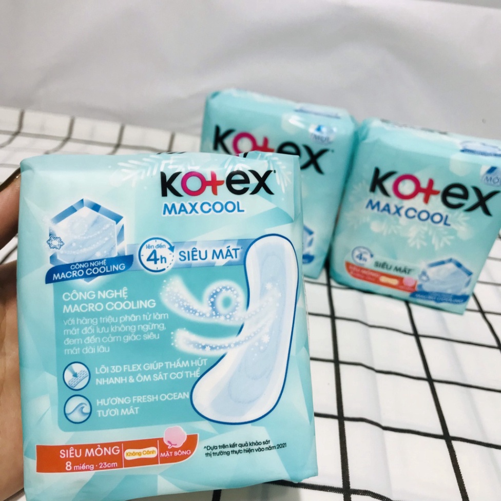 Băng Vệ Sinh Kotex Max Cool Siêu Mỏng Cánh 8 Miếng 23cm