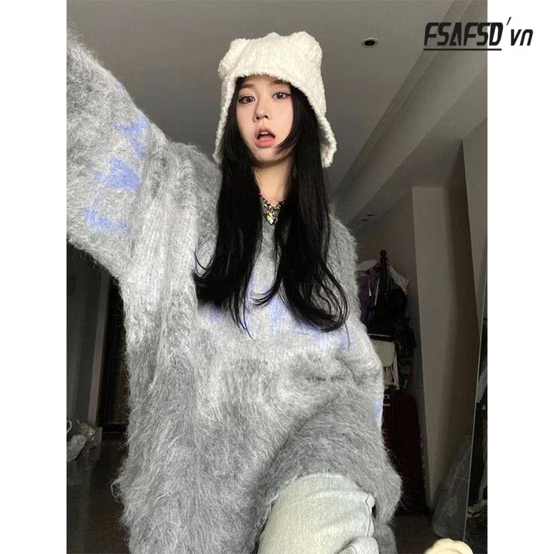 Áo Sweater Dệt Kim Chất Liệu Dày Dặn Ấm Áp Thời Trang vintage Cho Nữ