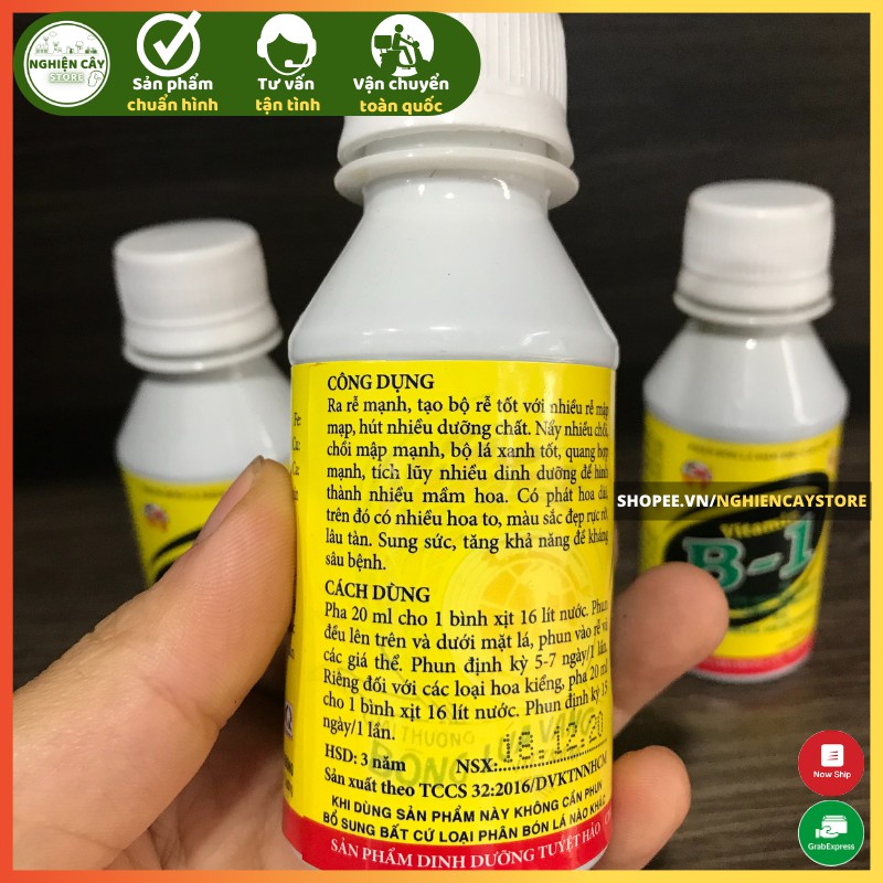 Phân bón lá siêu đậm đặc Vitamin B1 HVP kích rễ, ra hoa, chuyên dùng cho cây và hoa cảnh 100ml