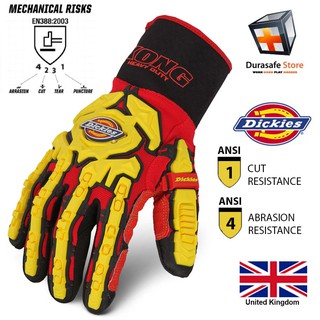 Găng tay motor cơ khí chống va đập dickies gl01hd heavy duty impact glove red, size m-xxl, uk