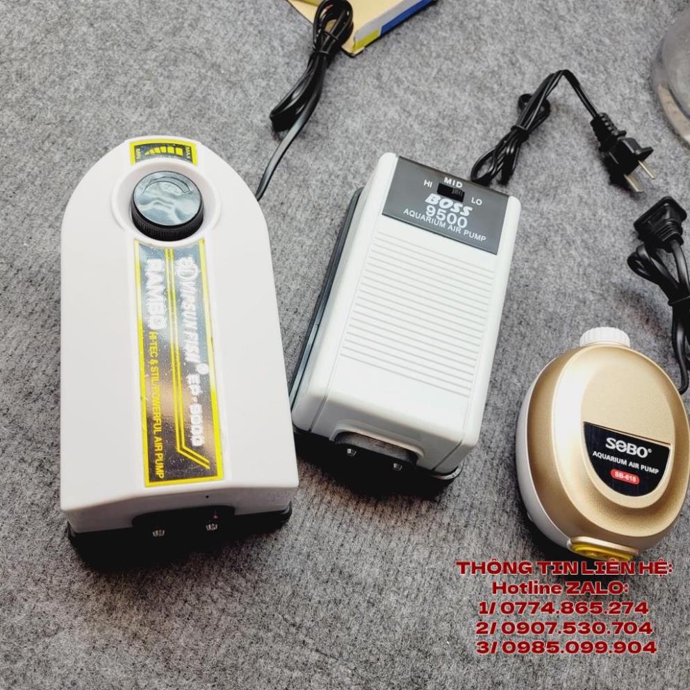 Máy sủi khí oxy bơm sục oxi cho bể cá tôm - siêu êm tiết kiệm điện SOBO SB-618 - Boss 9500 - Rambo EP 9000 Hiệu suất Cao