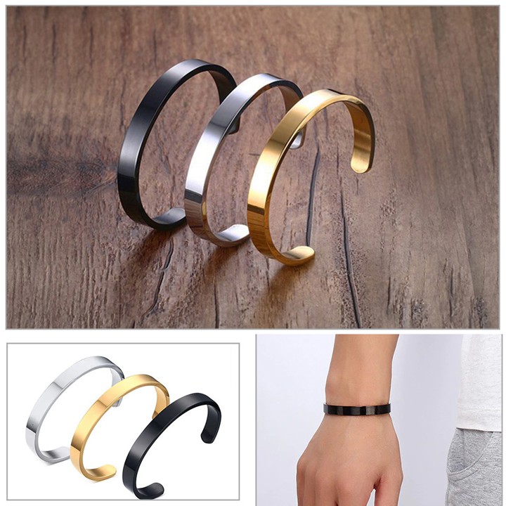 Vòng tay nam nữ đôi Titan không gỉ kiểu hở trơn nhiều màu - LN142 TV058