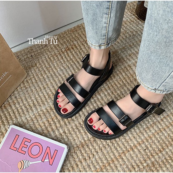 Dép Sandal Nữ Mũi Tròn Quai Ngang Đế Dày - SA005