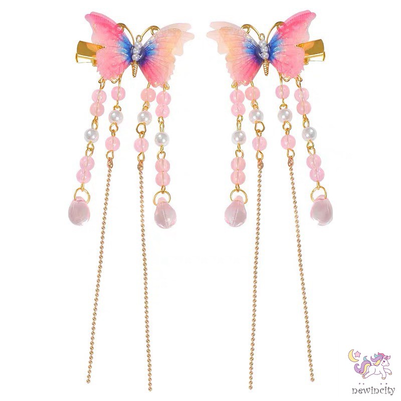 Kẹp tóc phối tua rua phong cách cổ điển cho bé gái