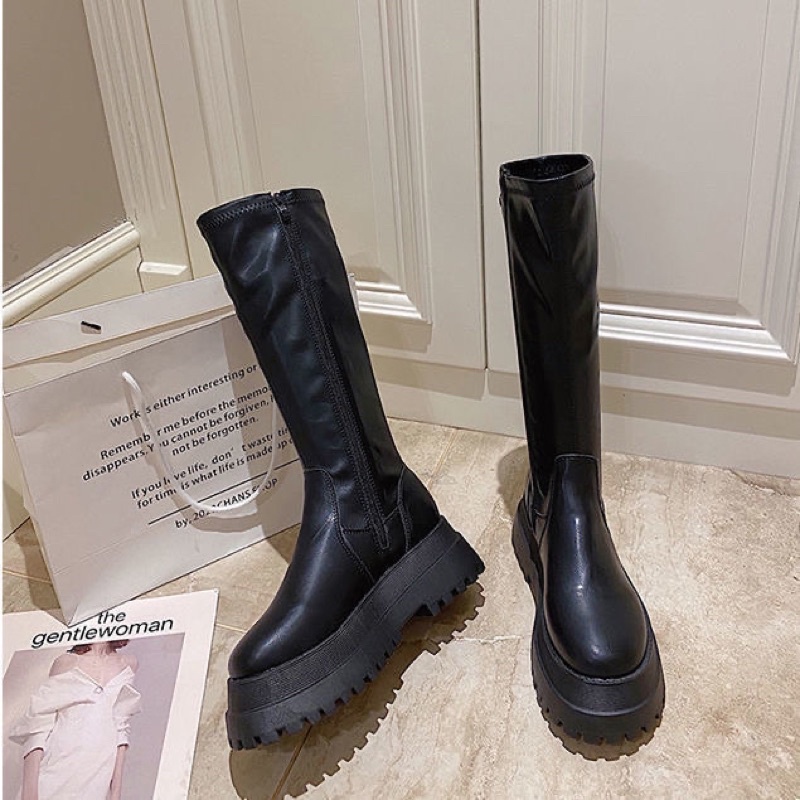 bốt đùi khoá kéo đế răng cưa 6cm chiều cao