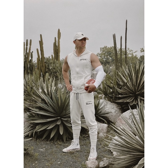 ⚡️BỘ HOODIE ZIP CUTOFF  | Trắng đá phiến