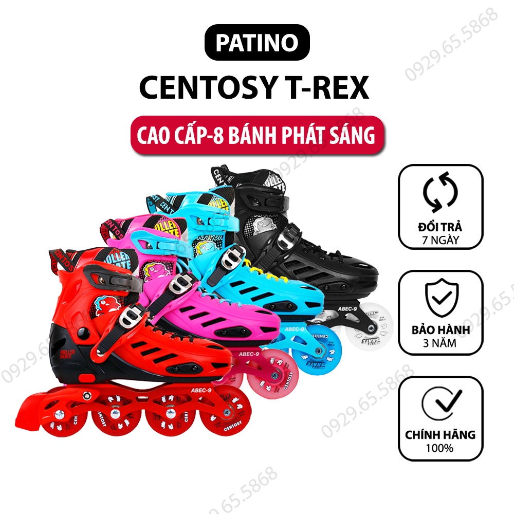 Giày trượt patin trẻ em Centosy T-rex, 8 bánh phát sáng - chính hãng