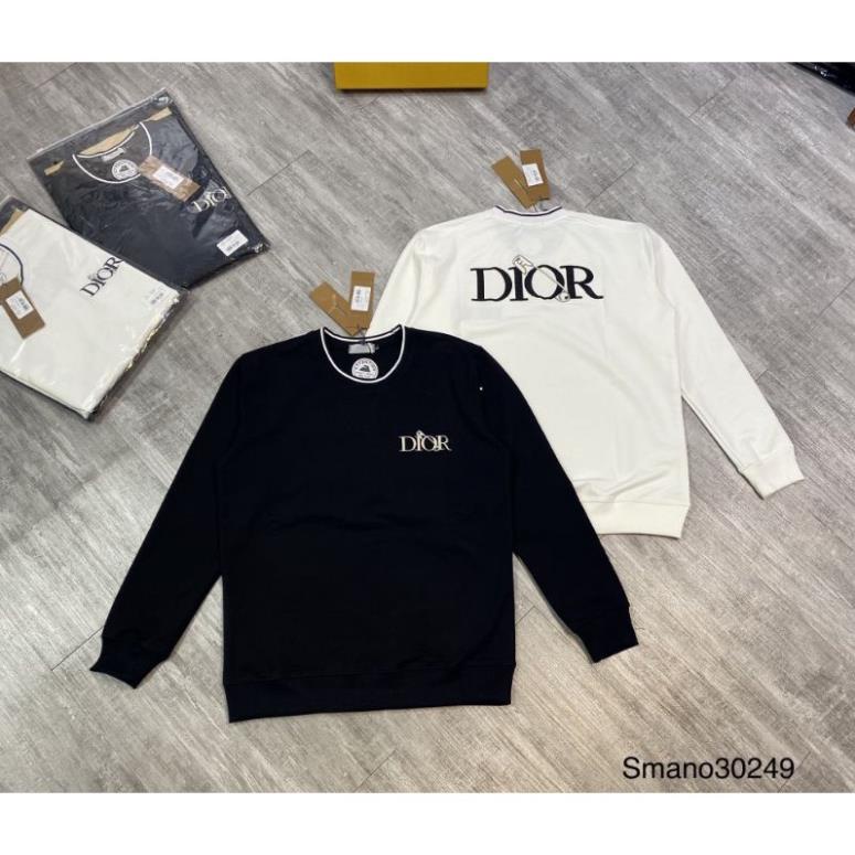 Áo Nỉ Nam DIOR BASIC Cổ Bo Thun Logo Thêu Dài Tay Vải Nỉ Da Cá Co Dãn AE30249 New