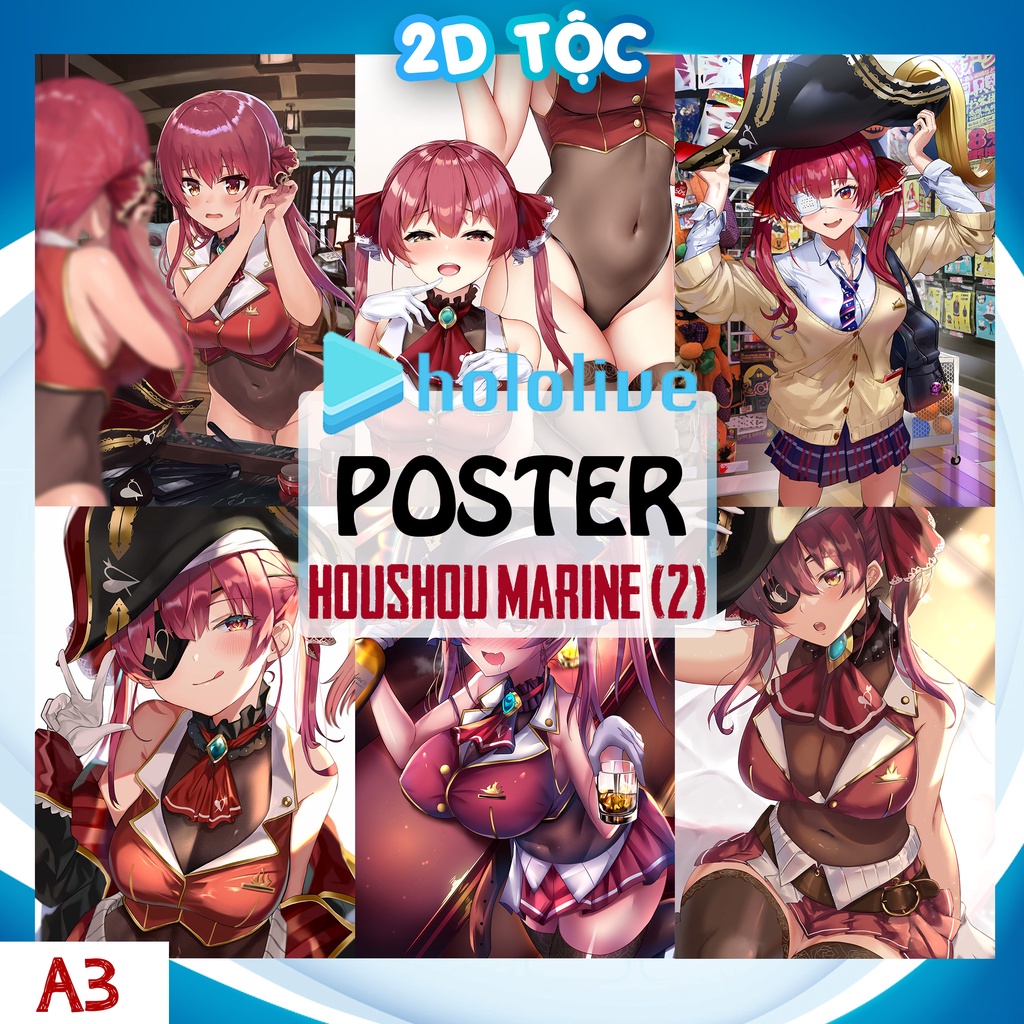 Ảnh poster A3 Houshou Marine Hololive (2) chất liệu giấy cao cấp - 2D Tộc Shop