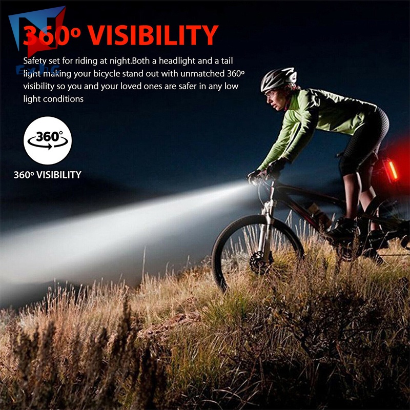 Bộ Đèn LED Trước Và Sau Chống Thấm Nước Sạc Được Dễ Lắp Đặt Cho Xe Đạp