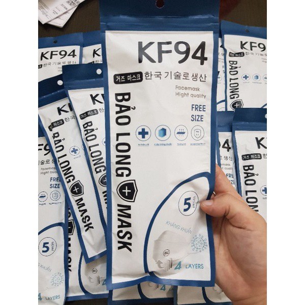 Khẩu trang KF94 4 lớp,khẩu trang 4D kháng khuẩn kháng bụi mịn túi 10 chiếc