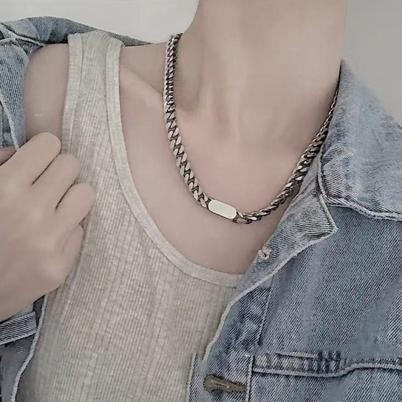 Dây chuyền thép titan 191001 dáng ngắn đơn giản phong cách hip hop Hàn Quốc