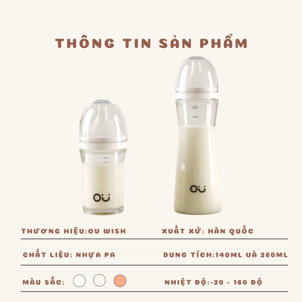 Bình sữa OU wish 140/260ml Hàn Quốc_Mềm Như Ti Mẹ