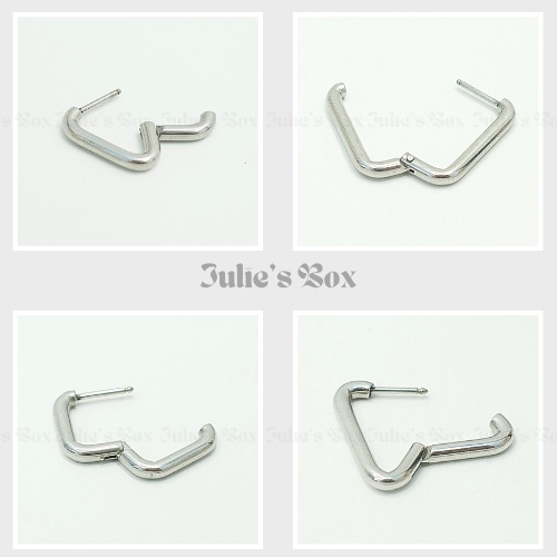 [1 CHIẾC]Khuyên Tai Hoop Hình Màu Bạc Dày 2.5MM Unisex Titanium Julies Box 66 Bông Tai Titan Nam