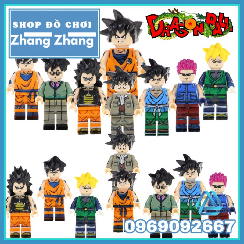 Đồ chơi Xếp hình Dragon Ball gồm Son goku - Gohan - Raditz - Major - Metallitron Minifigures POGO PG8169