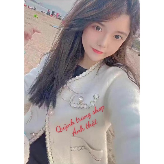 0Áo khoác len lông thỏ mịn tiểu thư Forgirl sang trọng áo cardigan trơn