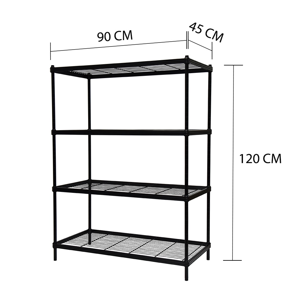 HomeBase FURDINI Kệ 4 tầng bằng thép ACCO W90xH120xD45m màu đen