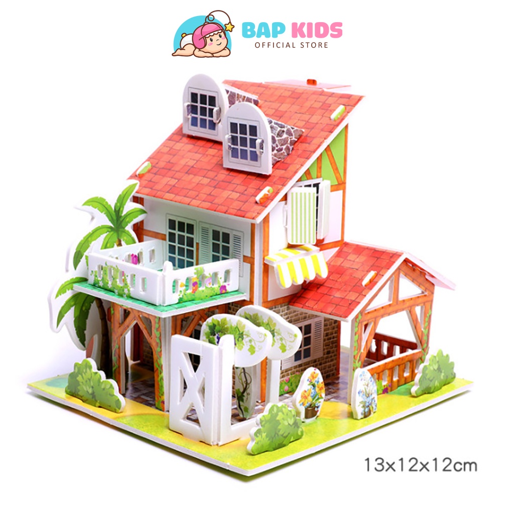 Lắp ghép mô hình nhà 3D bằng bìa xốp Đồ chơi cho bé Bapkids