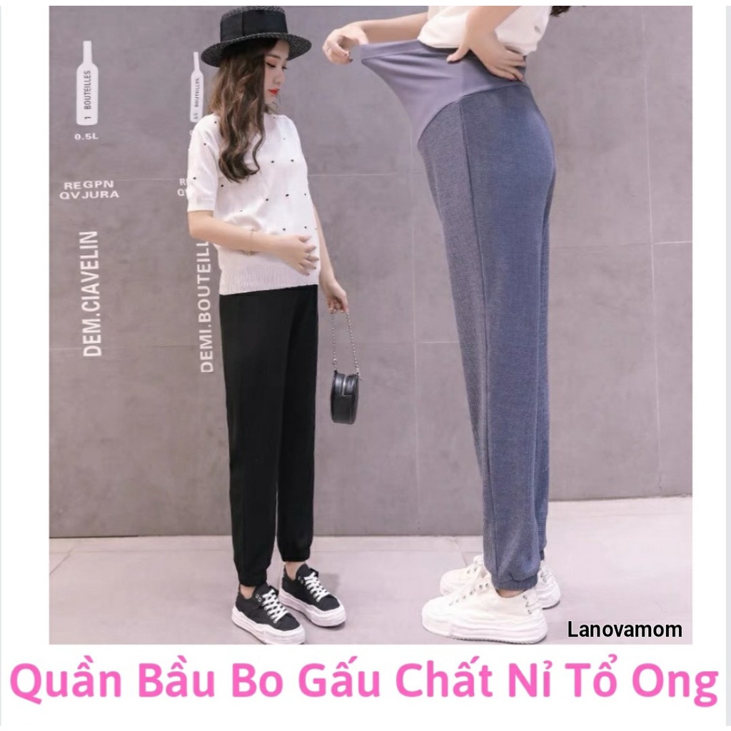 Quần Bầu Thu Đông chất NỈ TỔ ONG Dáng jogger bo gấu siêu xinh QB1388