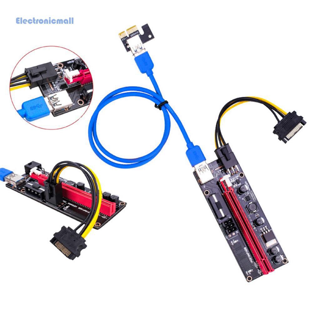 ElectronicMall01 PCI-E Riser Card PCI Express 1X to 16X Extender PCIe Adapter 4Pin 6Pin Power