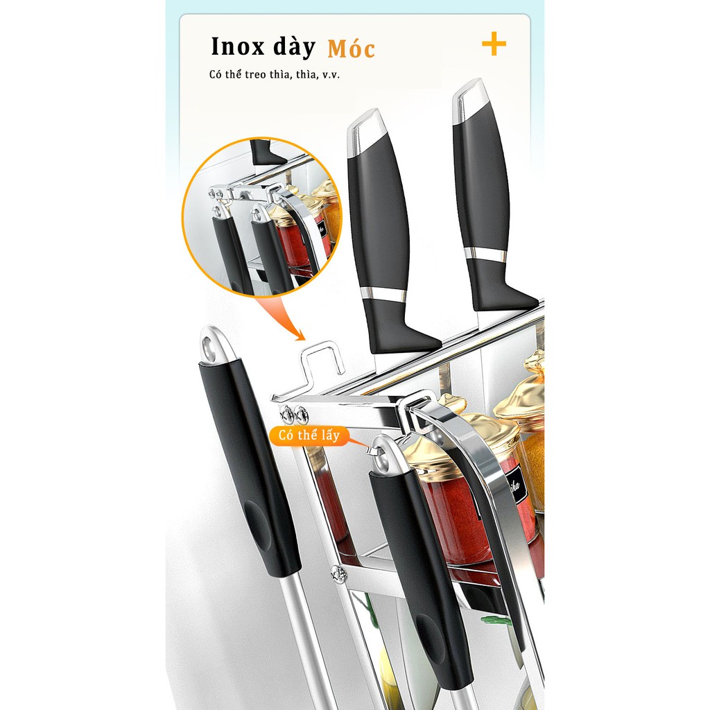 Giá để gia vị inox 2 tầng 30x22x45