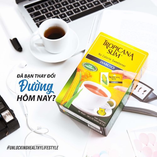 Đường bắp Tropicana Slim Diabetics (Hộp 50 gói x 2g) - Đường ăn kiêng, cho người tiểu đường