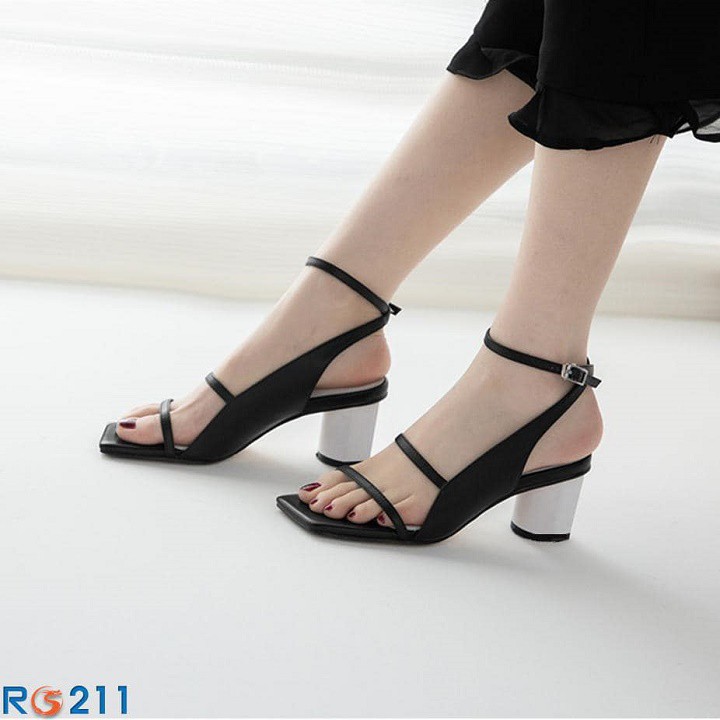 Giày sandal nữ cao gót 5p hàng hiệu rosata đẹp màu đen thời trang ro211