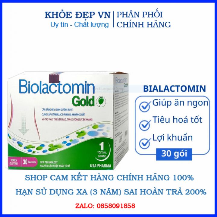 Men tiêu hóa vi sinh đường ruột Biolactomin Gold cân bằng hệ vi sinh, hỗ trợ rối loạn tiêu hóa, giúp ăn ngon – Hộp 30 gó