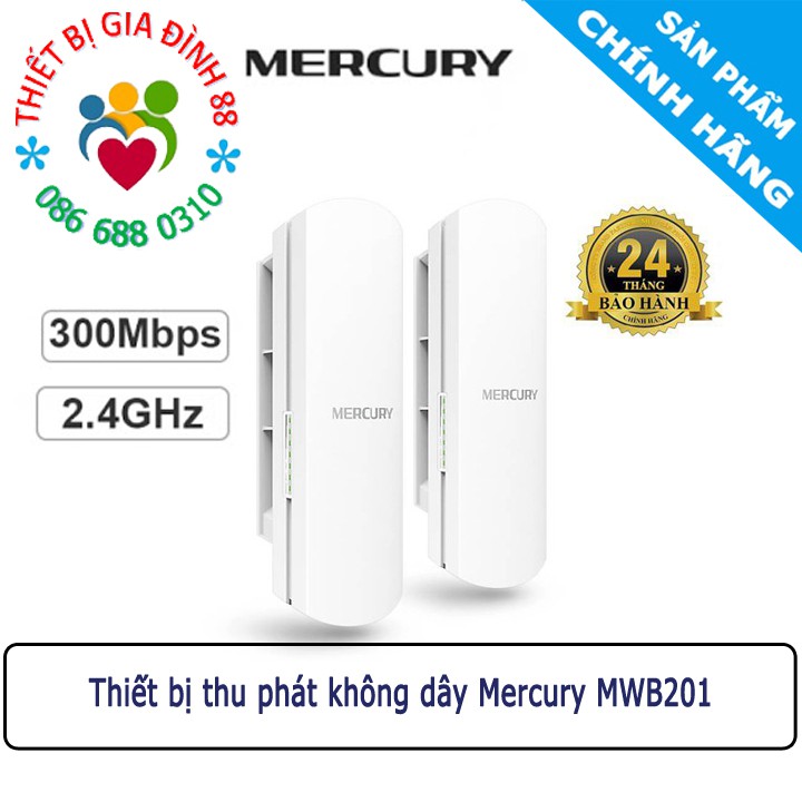 Bộ thu phát không dây, thang máy, cẩu tháp wifi ngoài trời tầm xa 1km Mercury MWB201