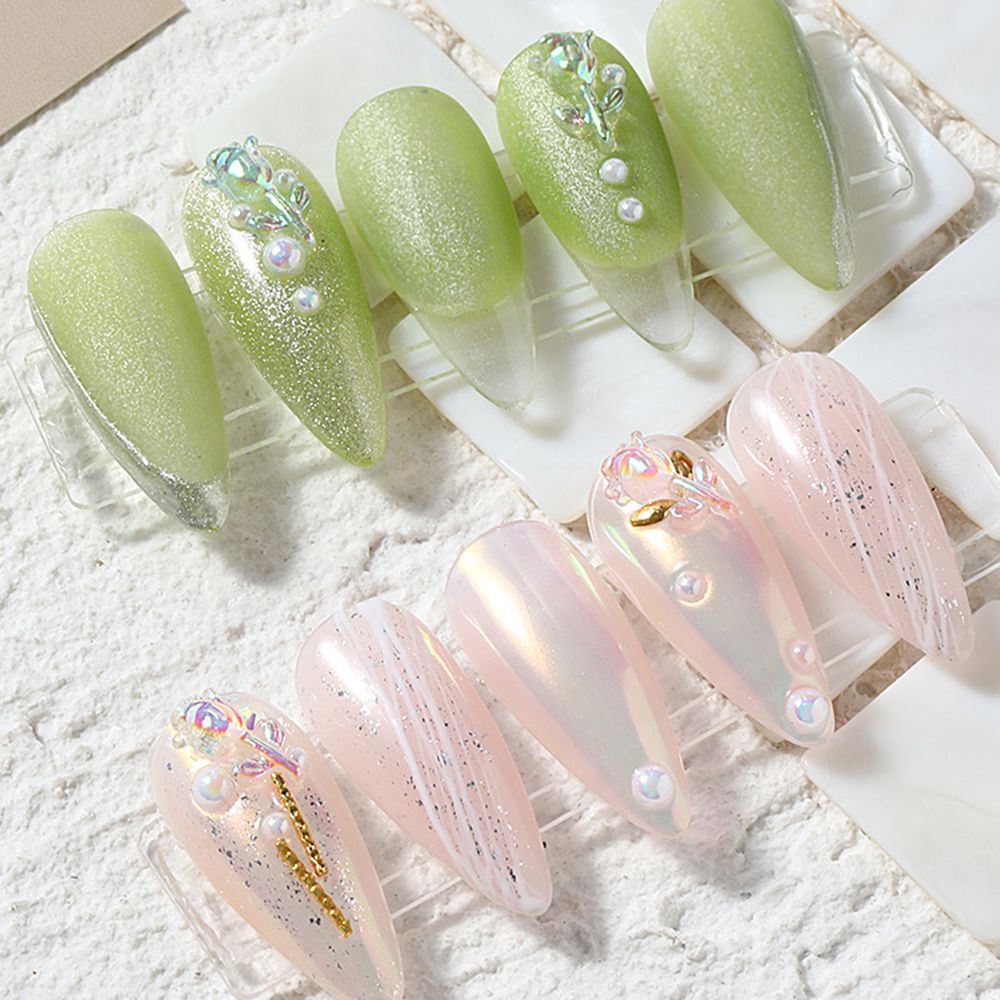 [Hàng mới về] Phụ kiện trang trí móng tay hình hoa hồng 3D nhiều màu lấp lánh