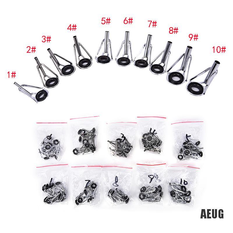 Set 80 khoen dẫn cho cần câu cá bằng thép màu đen với 10 kích thước