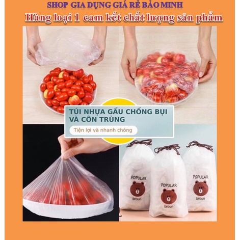 Màng Bọc Thực Phẩm SET 100 Có Chun Co Dãn Tái Sử Dụng Kèm Túi Gấu