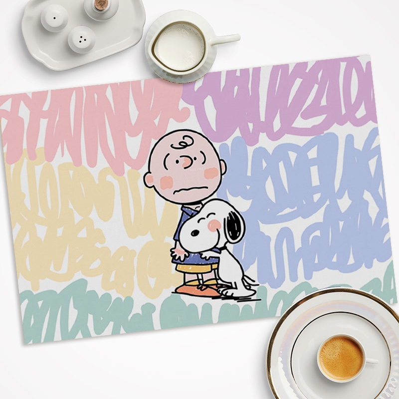 Thảm Lót Bàn Ăn Chống Thấm Nước In Hình Snoopy Đáng Yêu