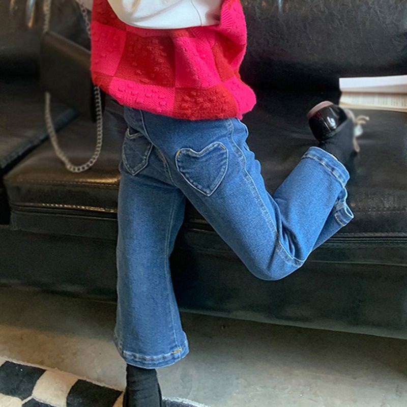Quần Jeans Ống Loe Phong Cách Hàn Quốc Dễ Thương Cho Bé Gái