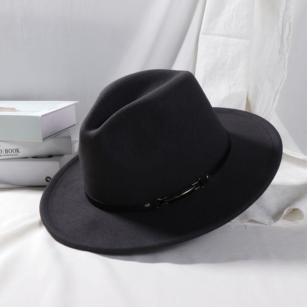Mũ Fedora Vải Nỉ Vintage Có Khóa Thắt Lưng Thời Trang Thu Đông