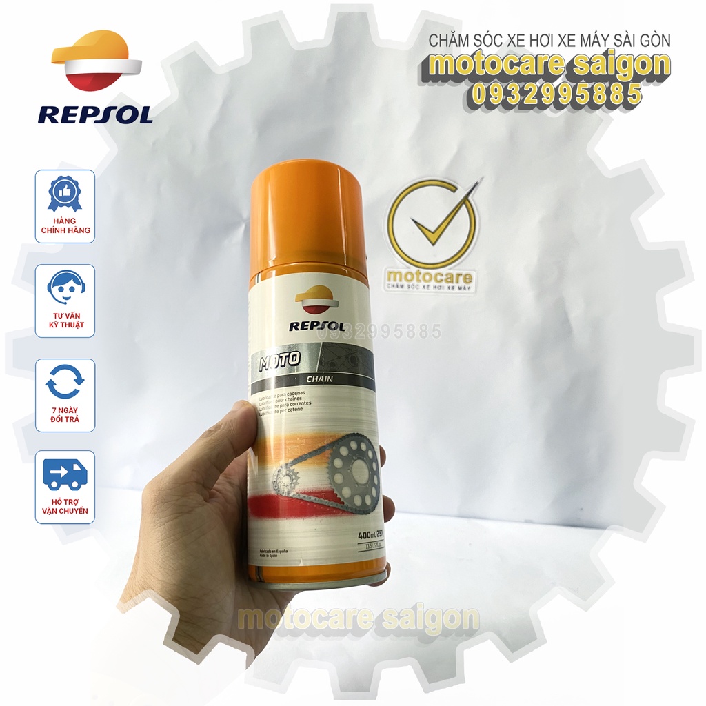 Dưỡng sên REPSOL Moto Chain Lube / Dung tích 400ml [CHĂM SÓC XE HƠI XE MÁY SÀI GÒN]