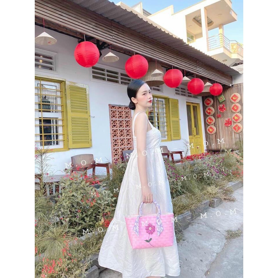 Váy đầm nữ chất đũi nhăn hai dây có mút ngực cao cấp | BigBuy360 - bigbuy360.vn