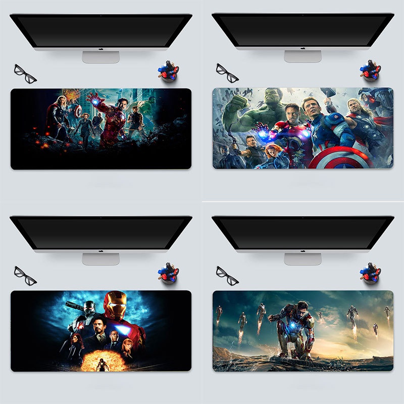 Tấm lót chuột Marvel: Ironman, Spider-man, Captain - Lót chuột và Bàn phím chơi game cỡ lớn Siêu anh hùng