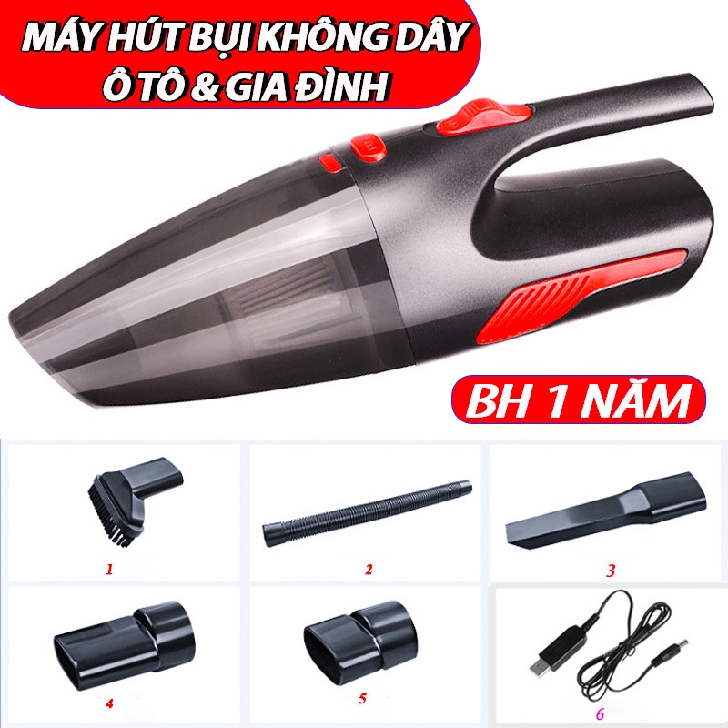 Máy hút bụi cầm tay⚡️FREESHIP⚡️máy hút bụi không dây mini 120w Cao Cấp | Bảo Hành 1 Năm tặng kèm 5 phụ kiện