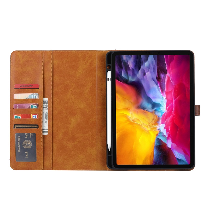 Bao Da pu Nắp Gập Kiểu Ví Phong Cách Doanh Nhân Sang Trọng Kèm Giá Đỡ Cho ipad pro 12.9 11 10.2 air 4 5 10.9